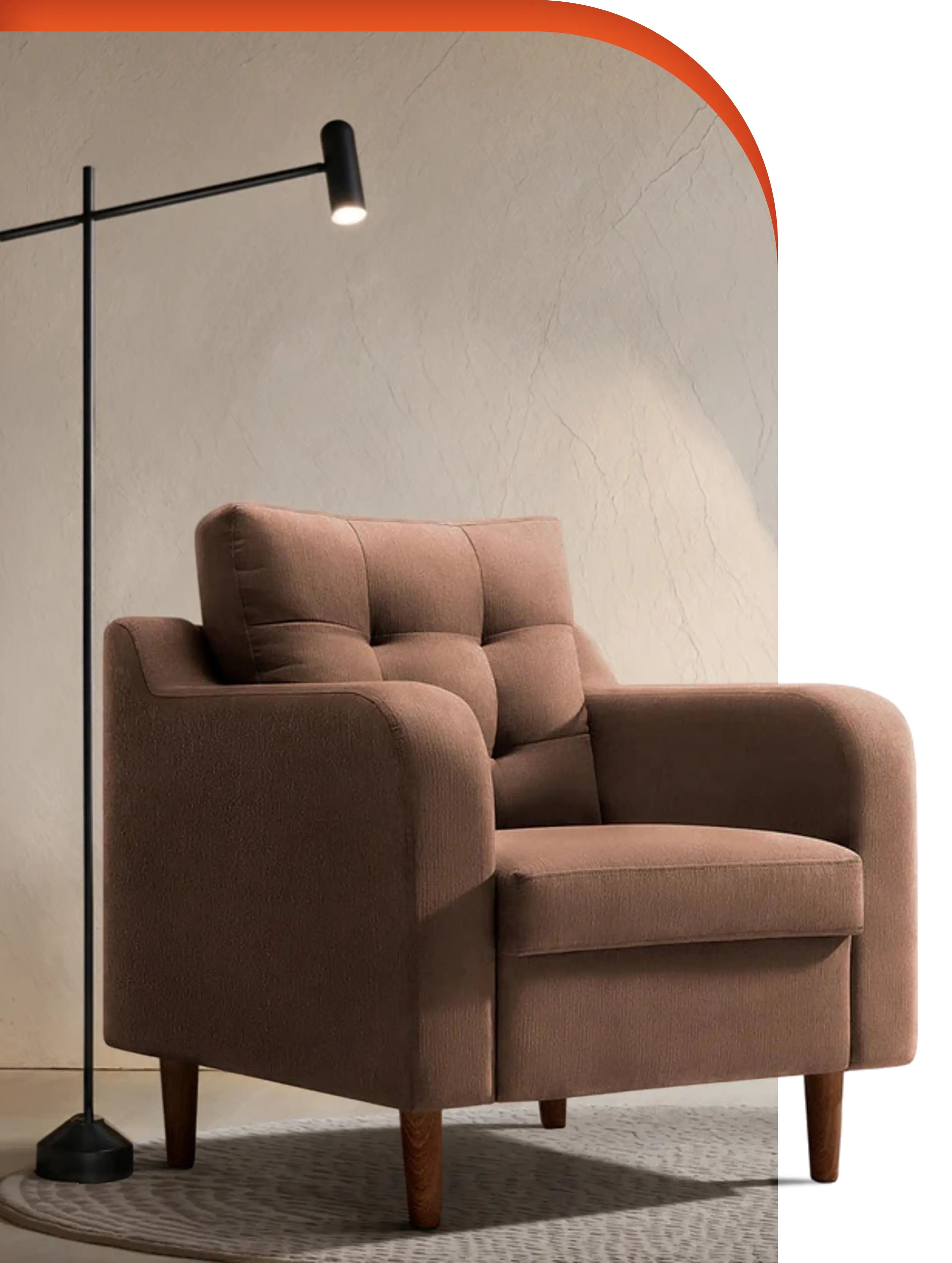 Brown armchair in a room