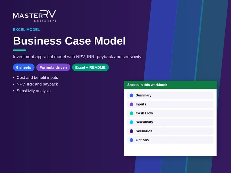 Business Case Model (Excel) Excel template by MasterRV