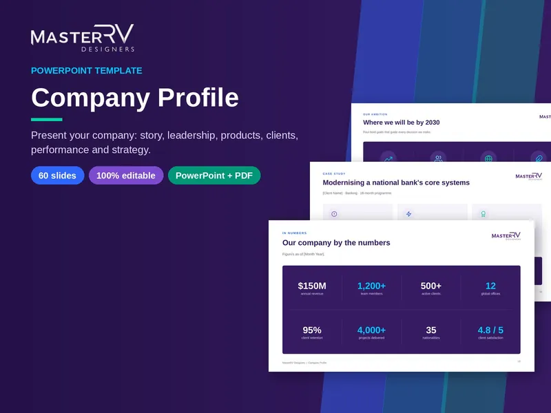 Company Profile PowerPoint template by MasterRV