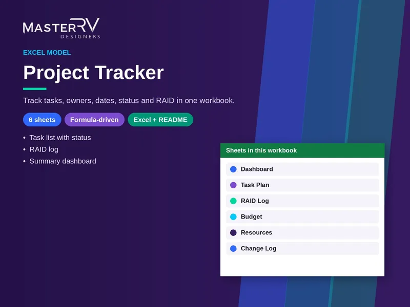 Project Tracker (Excel) Excel template by MasterRV